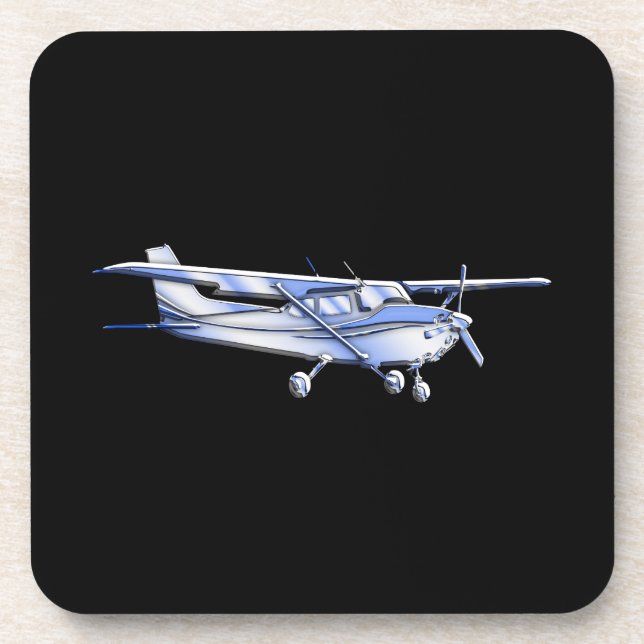 Aircraft Classic Cessna Silhouette Flying on Black Coaster (Front)