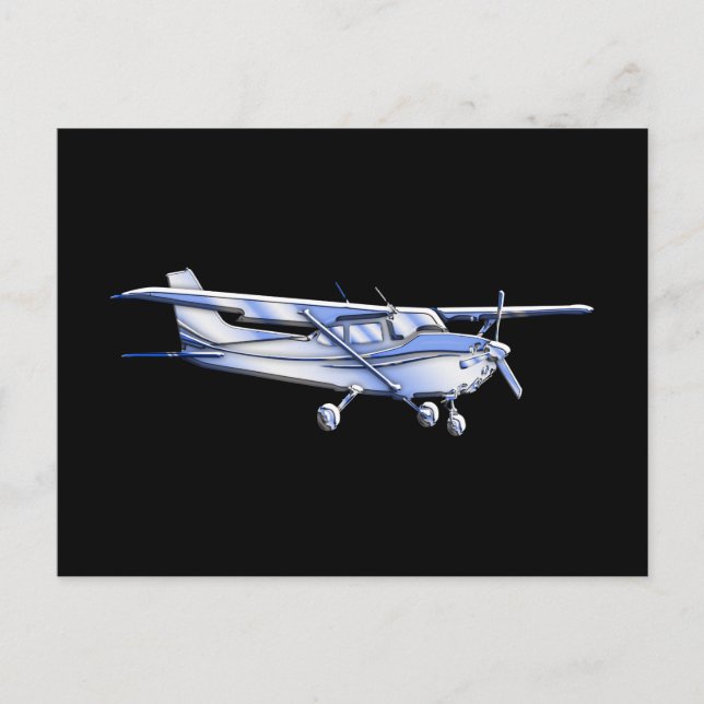 Aircraft Classic Cessna Silhouette Flying on Black Postcard (Front)