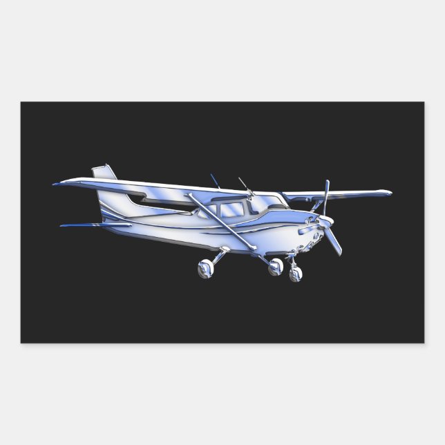 Aircraft Classic Cessna Silhouette Flying on Black Sticker (Front)