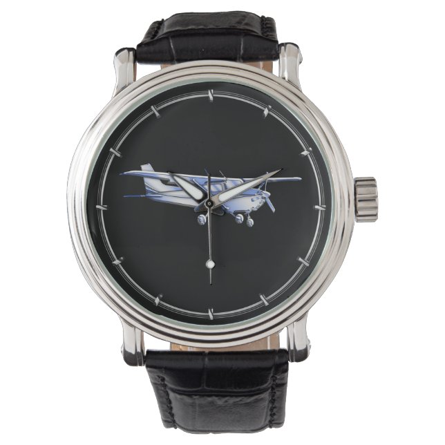 Aircraft Classic Cessna Silhouette Flying on Black Watch (Front)