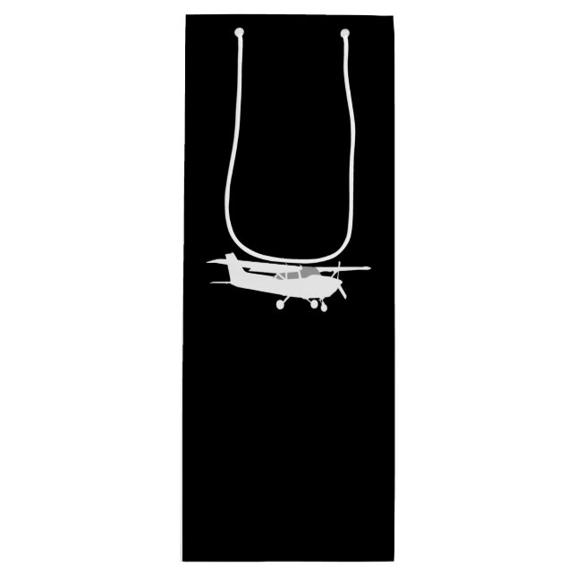 Aircraft Classic Cessna Silhouette Flying on Black Wine Gift Bag (Front)
