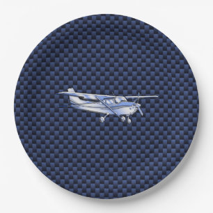 Aircraft Classic Chrome Cessna Flying Carbon Fibre Paper Plate