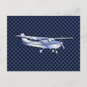 Aircraft Classic Chrome Cessna Flying Carbon Fibre Postcard