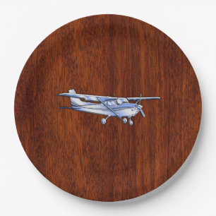 Aircraft Classic Chrome Cessna Flying Mahogany Paper Plate