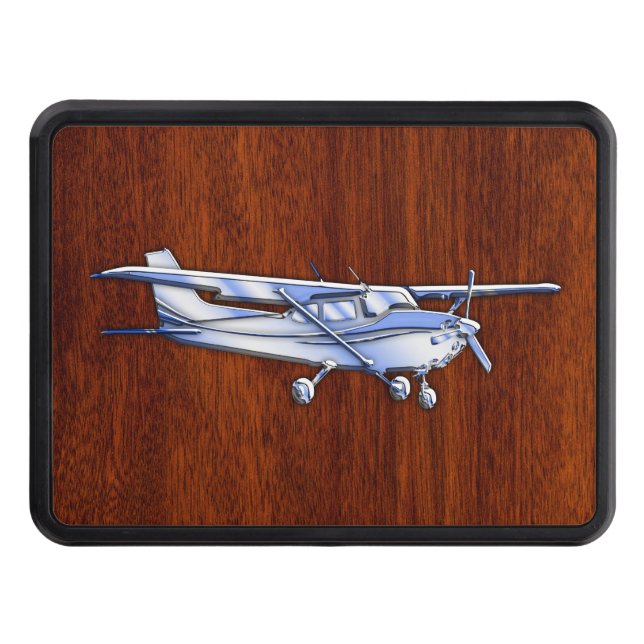 Aircraft Classic Chrome Cessna Flying Mahogany Trailer Hitch Cover (Front)