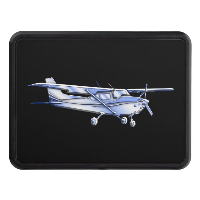 Aircraft Classic Silver Cessna Silhouette Flying Trailer Hitch Cover (Front)