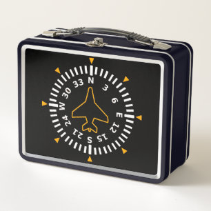 Aircraft Compass Flight Instrument Metal Lunch Box