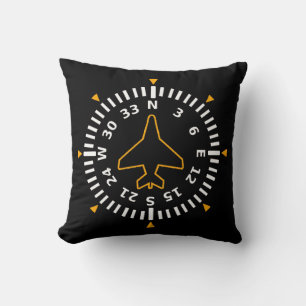Aircraft Compass Flight Instrument Throw Pillow