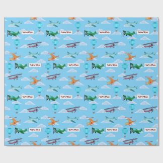 Aircraft Helicopter Hot Air Balloon Parade Wrapping Paper