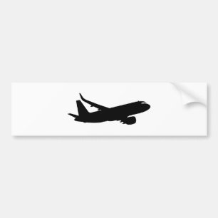 Aircraft Jet Liner Black Silhouette to customize Bumper Sticker