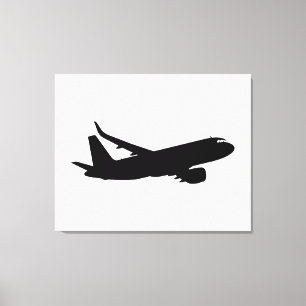 Aircraft Jet Liner Black Silhouette to customize Canvas Print