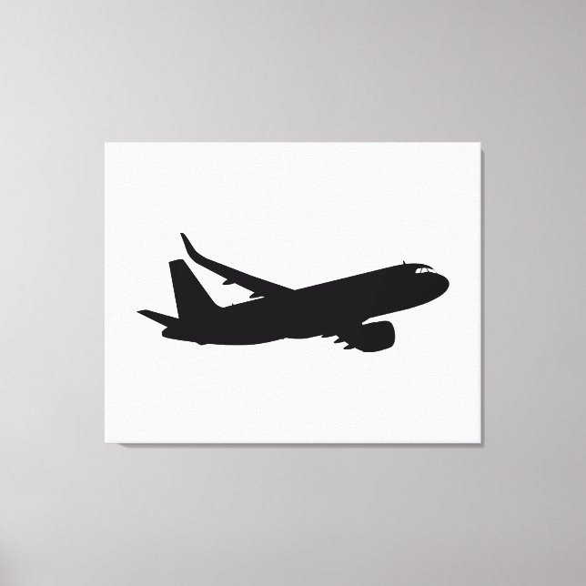 Aircraft Jet Liner Black Silhouette to customize Canvas Print (Front)