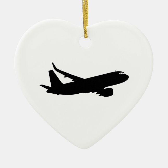 Aircraft Jet Liner Black Silhouette to customize Ceramic Ornament (Front)