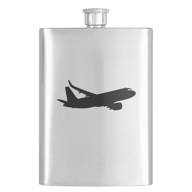 Aircraft Jet Liner Black Silhouette to customize Hip Flask (Front)