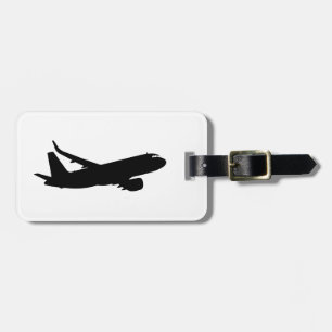 Aircraft Jet Liner Black Silhouette to customize Luggage Tag