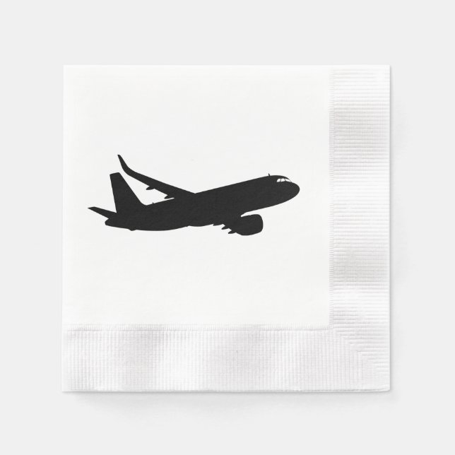 Aircraft Jet Liner Black Silhouette to customize Napkin (Front)