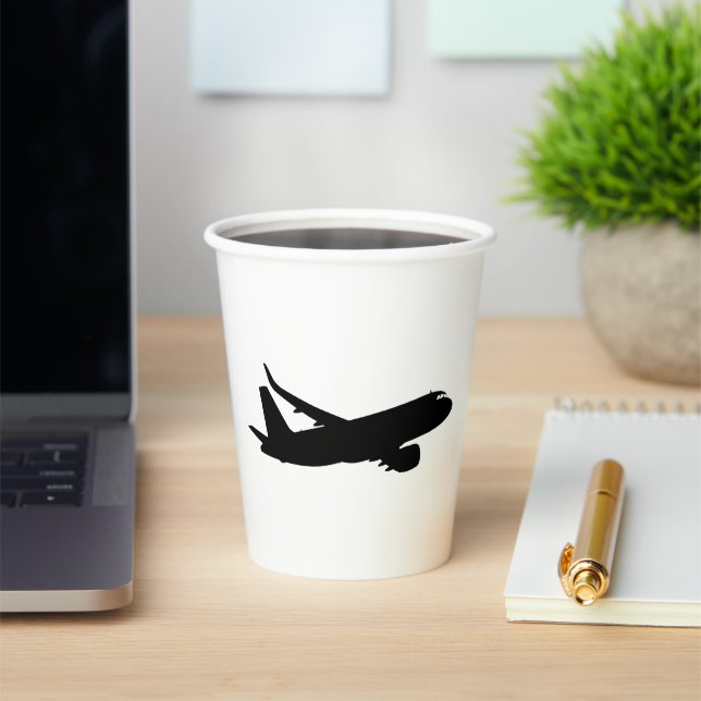 Aircraft Jet Liner Black Silhouette to customize Paper Cups (Insitu)
