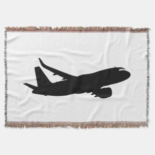 Aircraft Jet Liner Black Silhouette to customize Throw Blanket