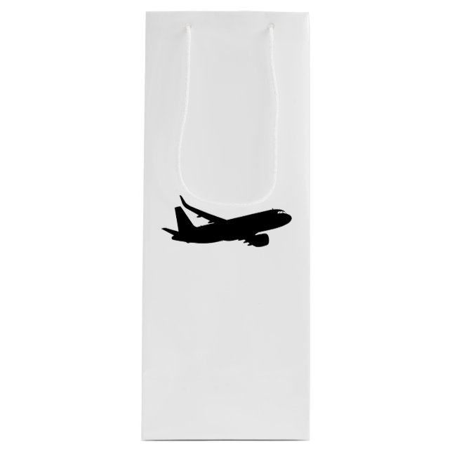 Aircraft Jet Liner Black Silhouette to customize Wine Gift Bag (Front)