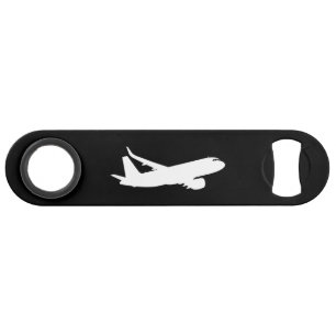 Aircraft Jet Liner Silhouette Flying Black Decor Speed Bottle Opener
