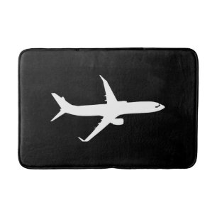 Aircraft JetLiner White Silhouette Flying Bath Mat