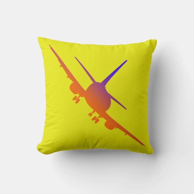 Aircraft Landing Throw Pillow (Front)
