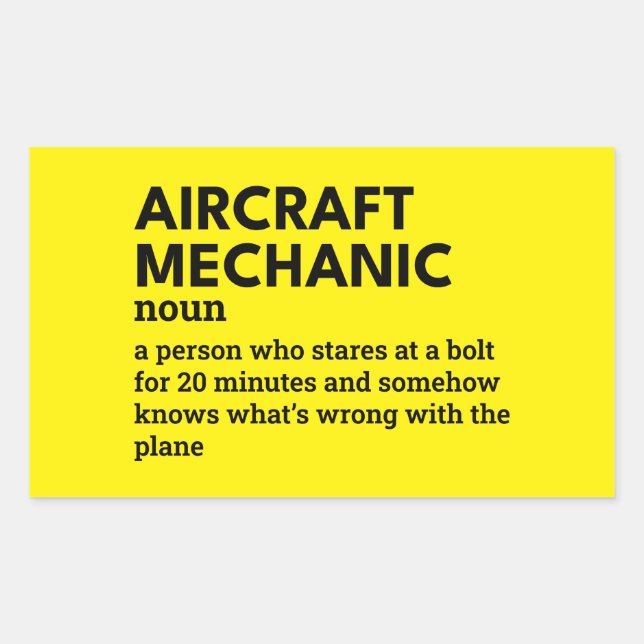 Aircraft Mechanic Definition – Toolbox  Sticker (Front)