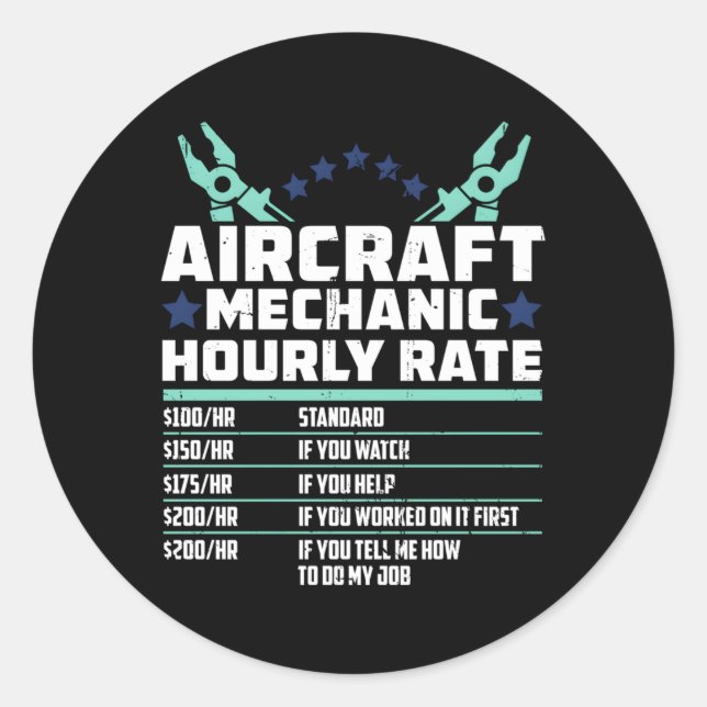 Aircraft Mechanic Engineer Airplane Technician Classic Round Sticker (Front)