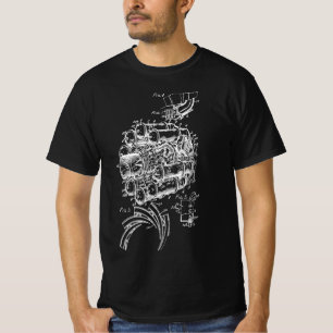 Aircraft Mechanic Engineer Jet Engine Drawing T-Shirt