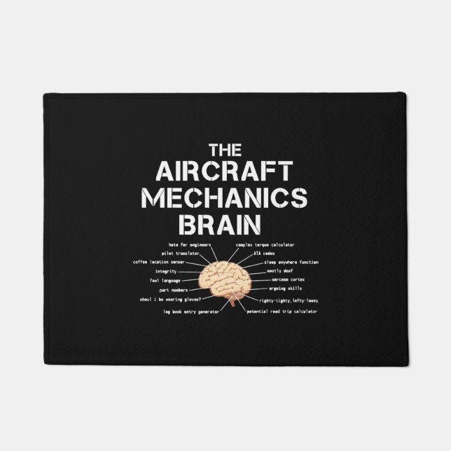 Aircraft Mechanics Brain Funny Airplane Helicopter Doormat (Front)