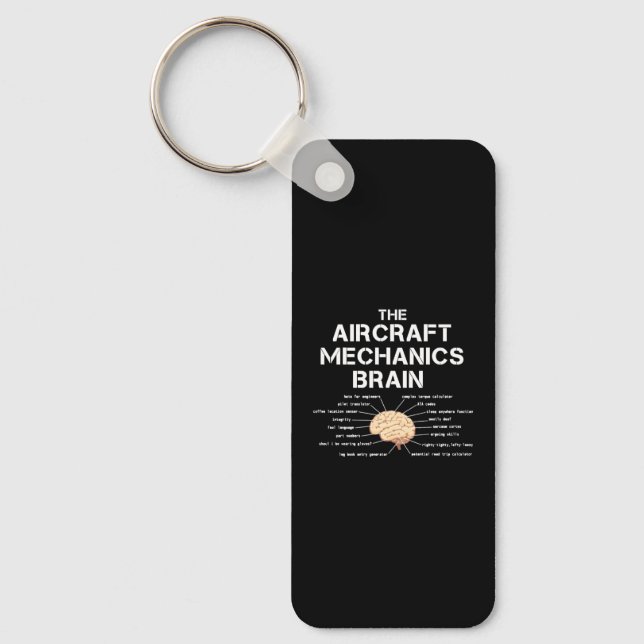 Aircraft Mechanics Brain Funny Airplane Helicopter Keychain (Front)