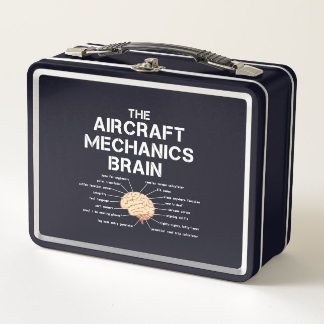 Aircraft Mechanics Brain Funny Airplane Helicopter Metal Lunch Box (Front)