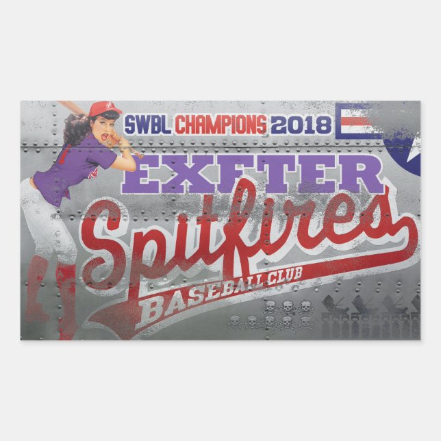 Aircraft Nose Art Spitfires EXETER baseball club Sticker (Front)