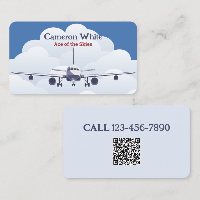 Aircraft Pilot Custom QR Business Card (Front/Back)