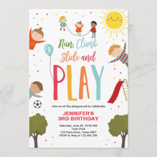 Aire De Jeux Anniversaire Fête Invitation Dans Le 