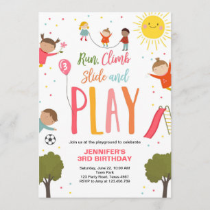 Aire De Jeux Anniversaire Fête Invitation Dans Le 