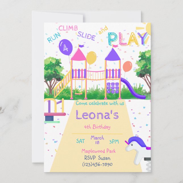Aire de jeux Invitation d'anniversaire (Devant)