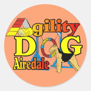 Airedale_Agility Gifts Classic Round Sticker