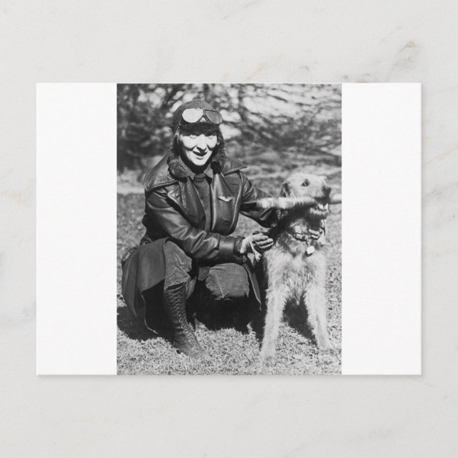 Airedale and Aviatrix, early 1920s Postcard (Front)