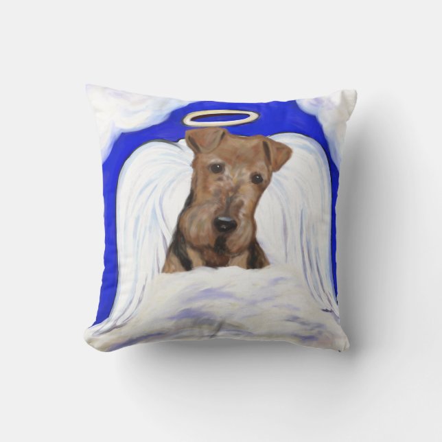 AIREDALE ANGEL THROW PILLOW (Front)