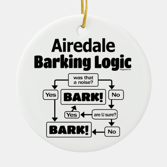 Airedale Barking Logic Ceramic Ornament (Front)
