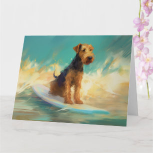 Airedale Beach Surfing Painting  Card