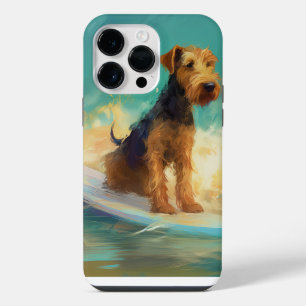 Airedale Beach Surfing Painting iPhone 14 Pro Max Case