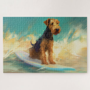 Airedale Beach Surfing Painting  Jigsaw Puzzle