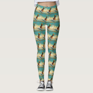 Airedale Beach Surfing Painting  Leggings