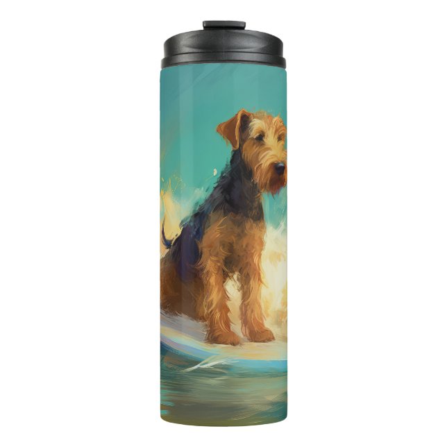 Airedale Beach Surfing Painting  Thermal Tumbler (Front)