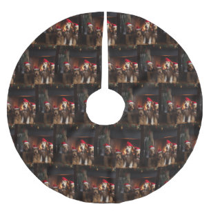 Airedale by the Fireplace Christmas  Brushed Polyester Tree Skirt