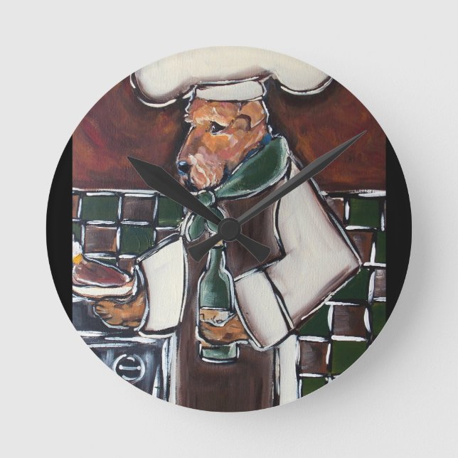 Airedale Chef Round Clock (Front)