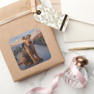 Airedale Christmas Cruise: Pawsome Holiday Delight Square Sticker