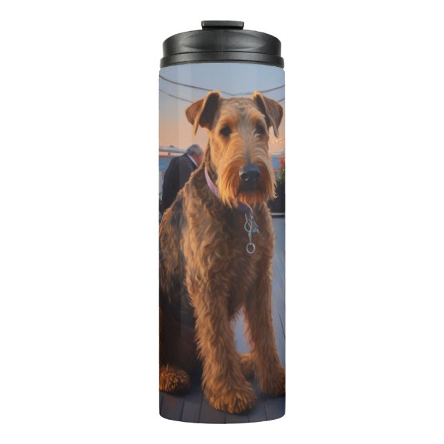 Airedale Christmas Cruise: Pawsome Holiday Delight Thermal Tumbler (Front)